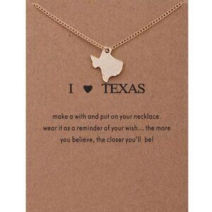 NEW I Love Texas Necklace Gold Pendant Womens Jewelry